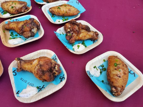 Closer view of the Smoked Chicken Wing by Offsite Nano Brewery