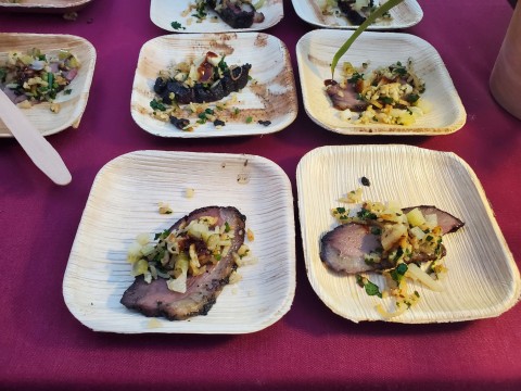 Up closer view of the Duck Breast Brisket by Cebada Rooftop