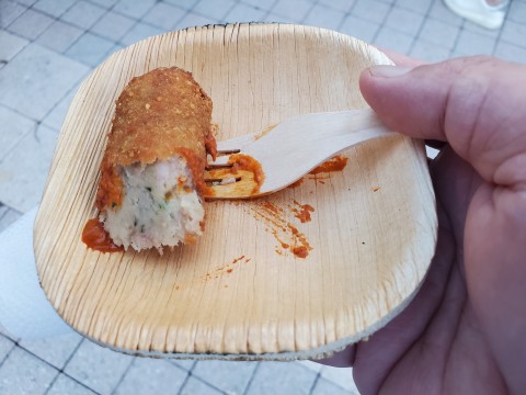 Up close view of Fried Lasagna by Old Greg's Pizza