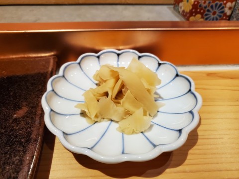 Fresh Ginger on the counter of The Den at Azabu in Miami Beach