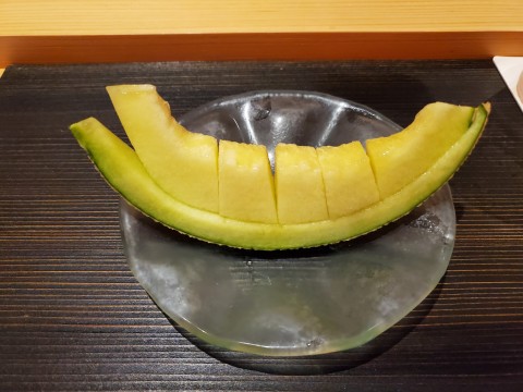 Shizuoka Crown melon - japanese musk melon  at the Den at Azabu in Miami Beach