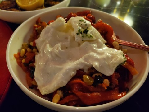 Roasted Red Peppers and Burrata at Rao's in Miami Beach