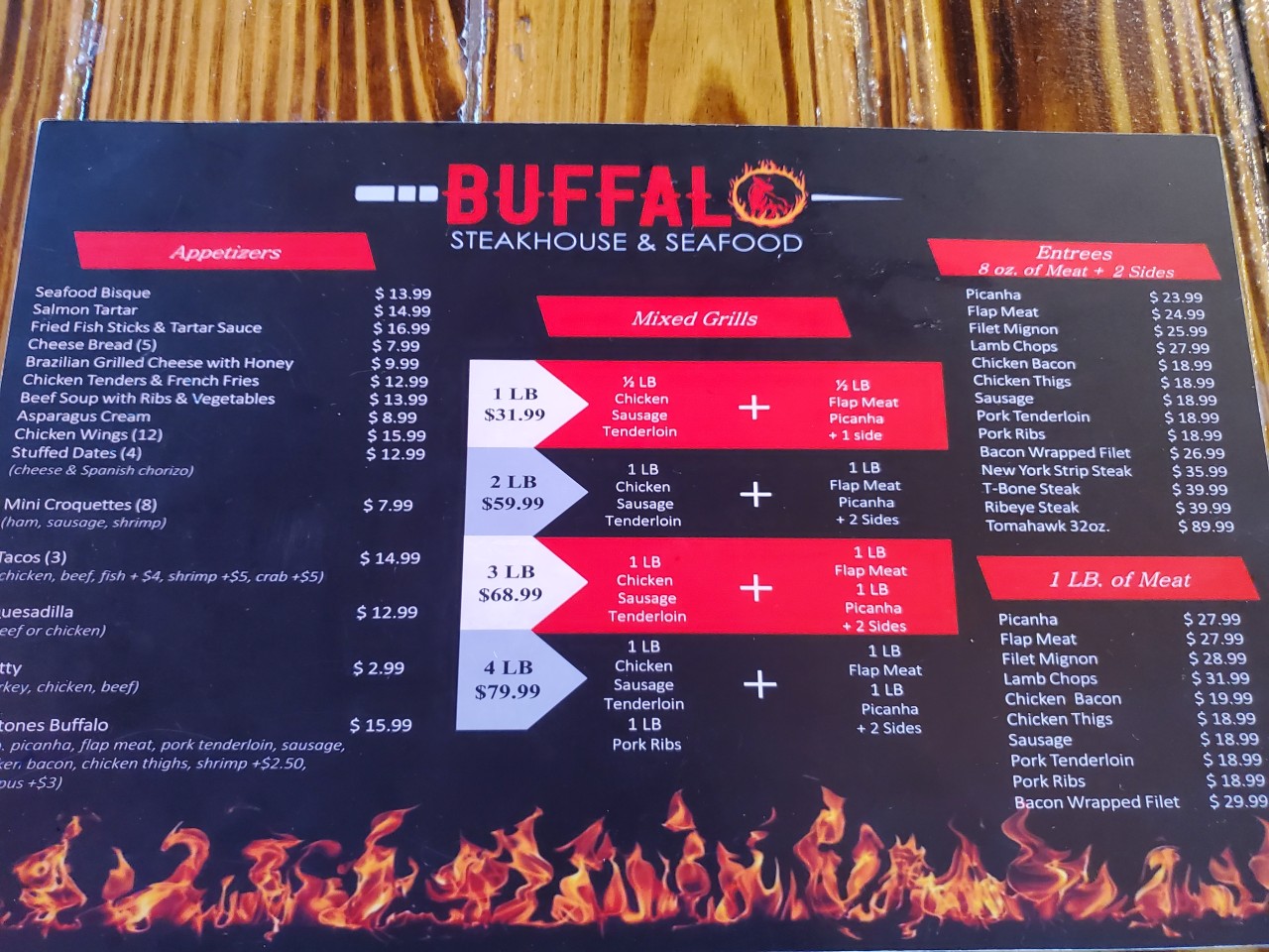 Buffalo Steakhouse and Seafood Menu 1