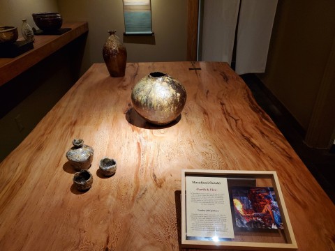 Up close view of foyer table at Shingo in Coral Gables