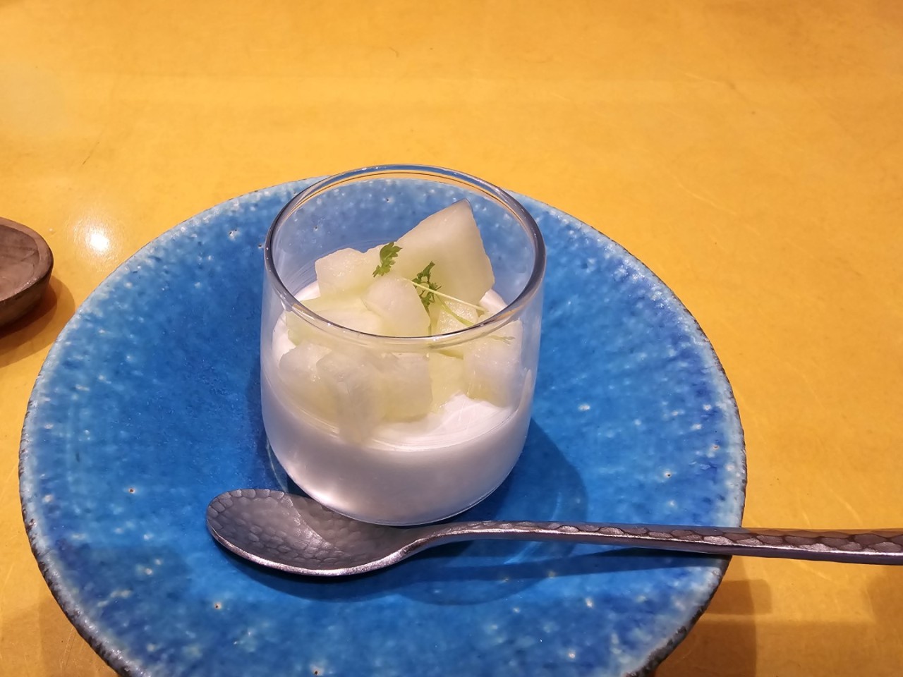 Panna Cotta with Cubed summer kissed melon at Hana Re in Costa Mesa, California