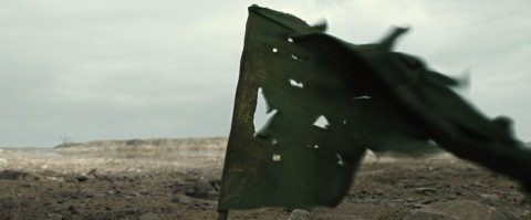 Tattered flag from Dead Silo in Silo Season 2 Episode 1