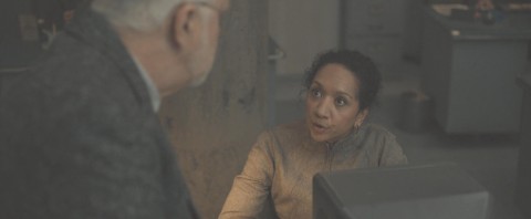 Camille Sims questioned by Bernard in Silo Season 2 Episode 6 Barristers