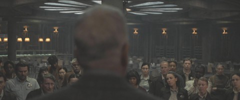 Bernard addresses the Deputies in Silo Season 2 Episode 7 The Dive