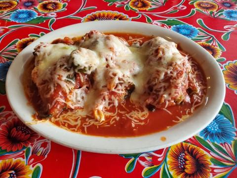 Mexican Bullets (peppers stuffed with beef and chicken) at Casita Tejas in Homestead