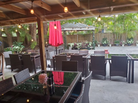 The backyard of the White Lion Cafe in Homestead