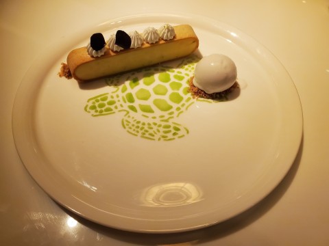 Key Lime Tart, Pineapple Compote, Coconut Sorbet at Le Jardinier at Miami's Design District