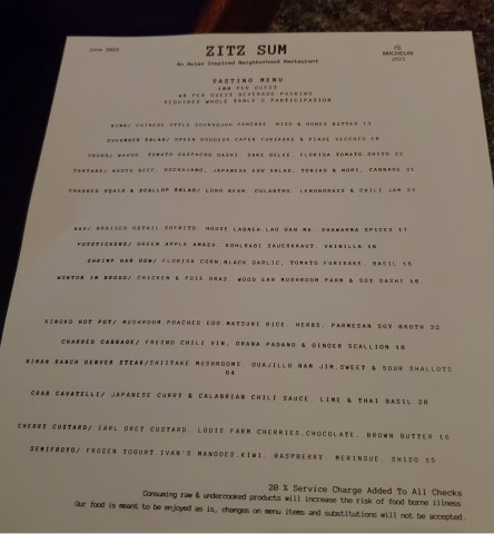 Zitz Sum June Menu