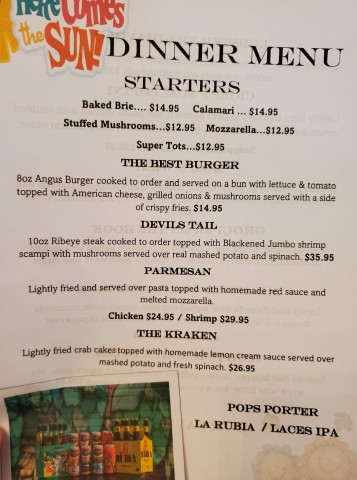 Front Page of White Lion Cafe Menu for June 24