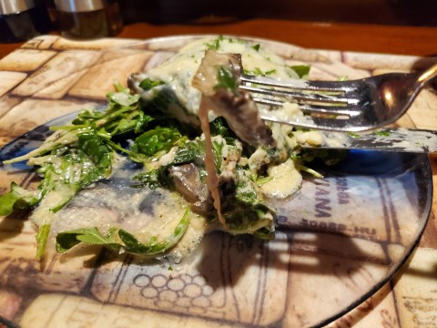 Portobello Mushroom with Creamed Spinach stuffing at Alaine's Osteria at Palmetto Bay