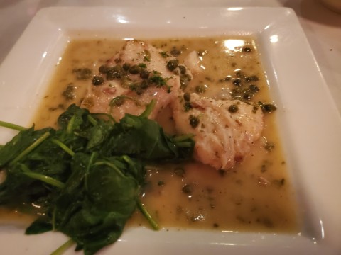 Black Cod in a white wine, caper sauce at Alaine's Osteria in Palmetto Bay