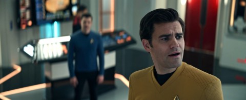 Welcome to the Enterprise, Kirk. Sam welcomes his brother Jim Kirk