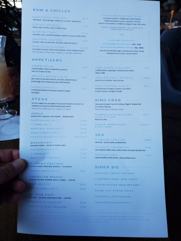 Menu at Klaw Restaurant in MIami