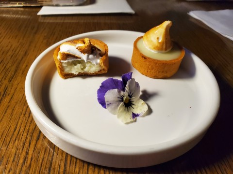 Less than half eaten, Petit Fours of Key lime tart at Klaw Restaurant