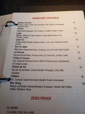 2023 Signature Cocktails at L'Atelier in Miami