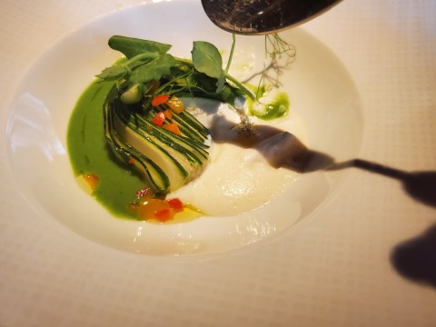 Digging into Les Legumes Verts at L'Atelier de Joel Robuchon in Miami