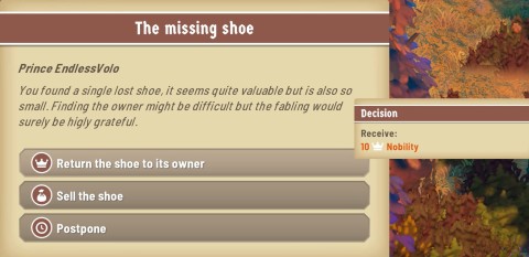 Missing Shoe gives 10 nobility in Fabledom