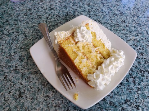 Another view of the Coconut Cake at Lazy Lobster