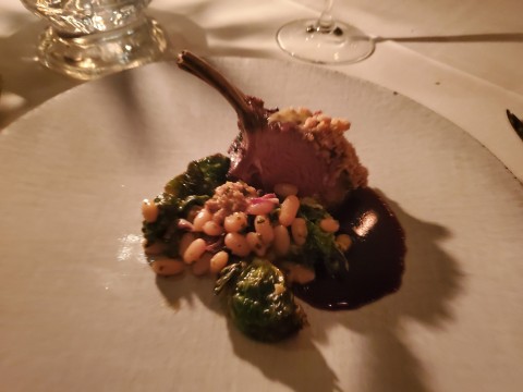Closer view of the New Zealand rack of lamb at Cafe Monarch in Scottsdale, AZ